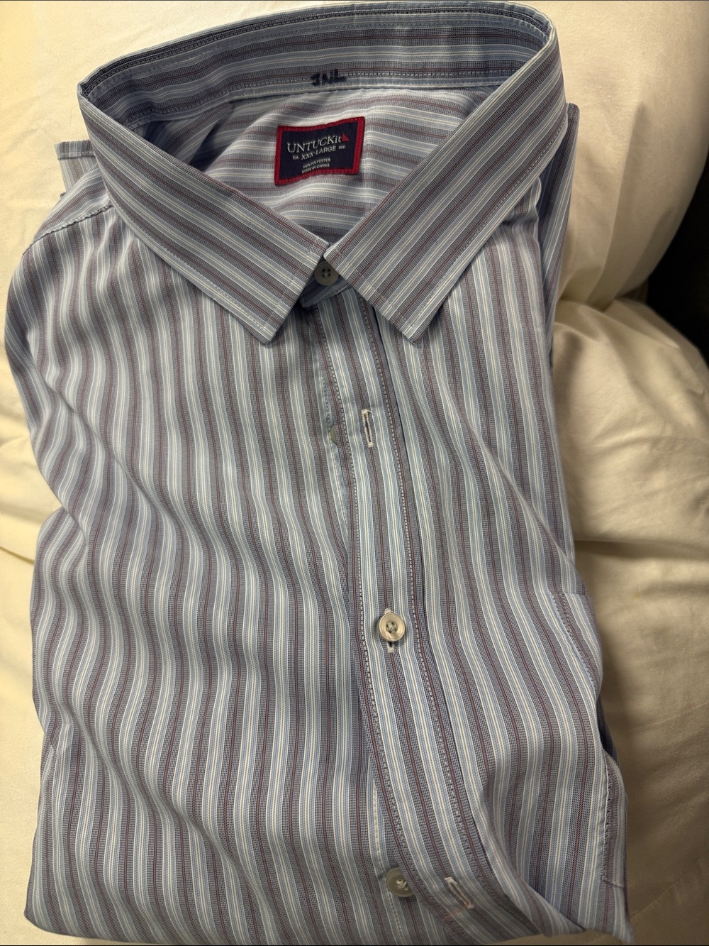 UNTUCKit Men’s Button-Down Shirt in Light Blue and Gray Stripe